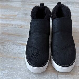 Toms Black Ankle Boots with White Soles